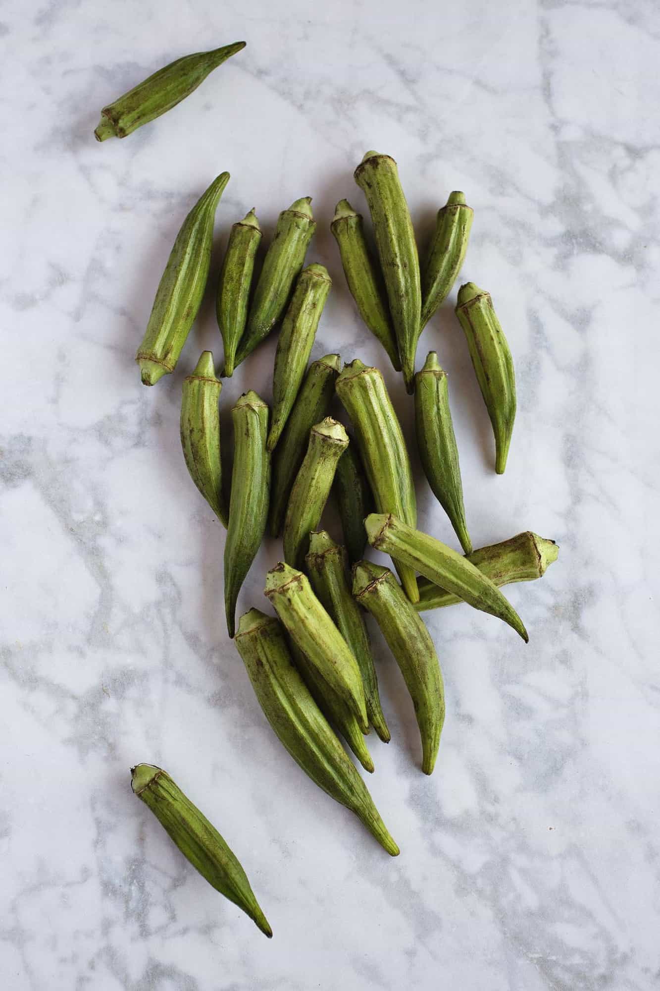 raw okra on counter