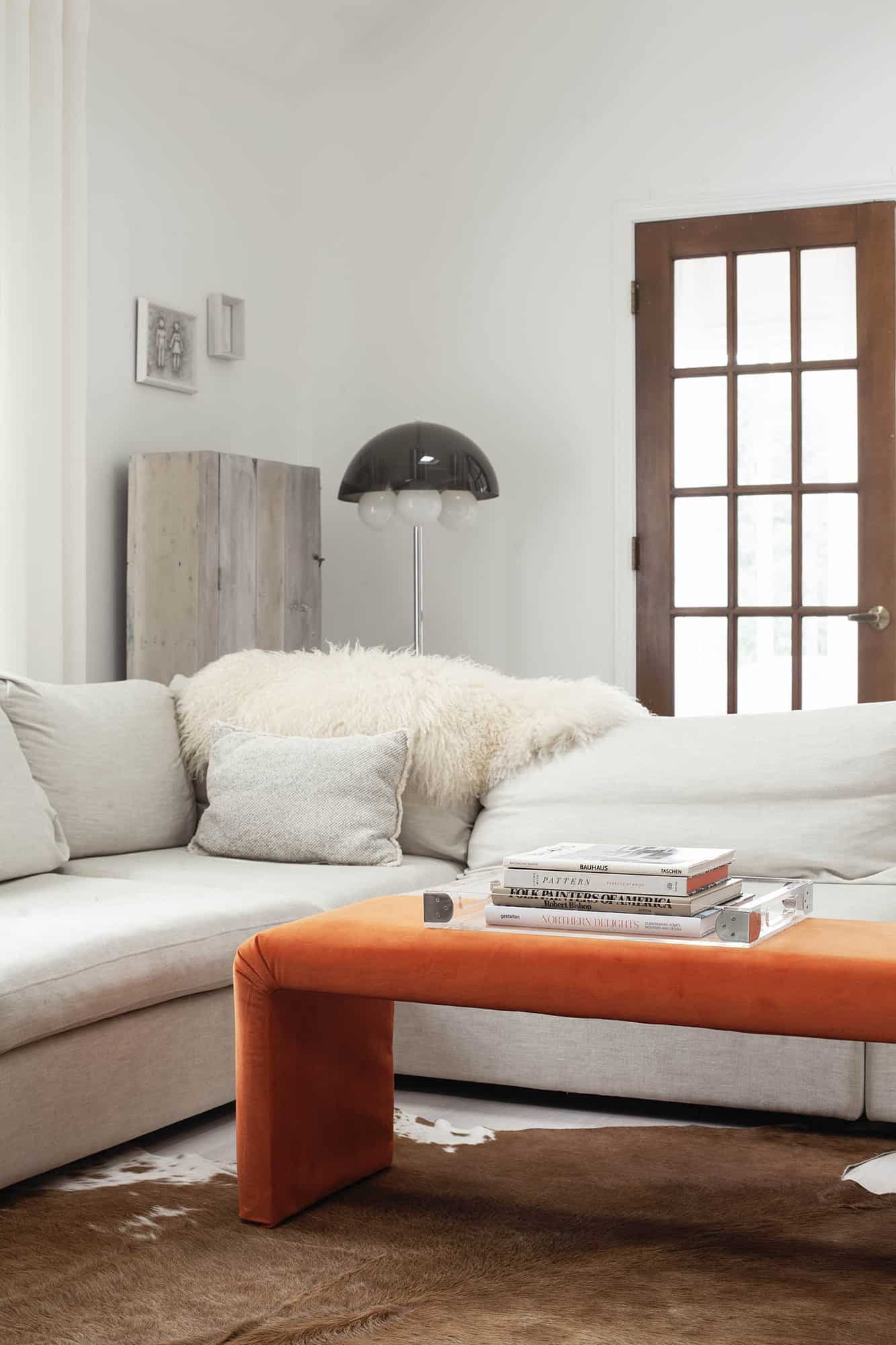 upholstered waterfall bench DIY