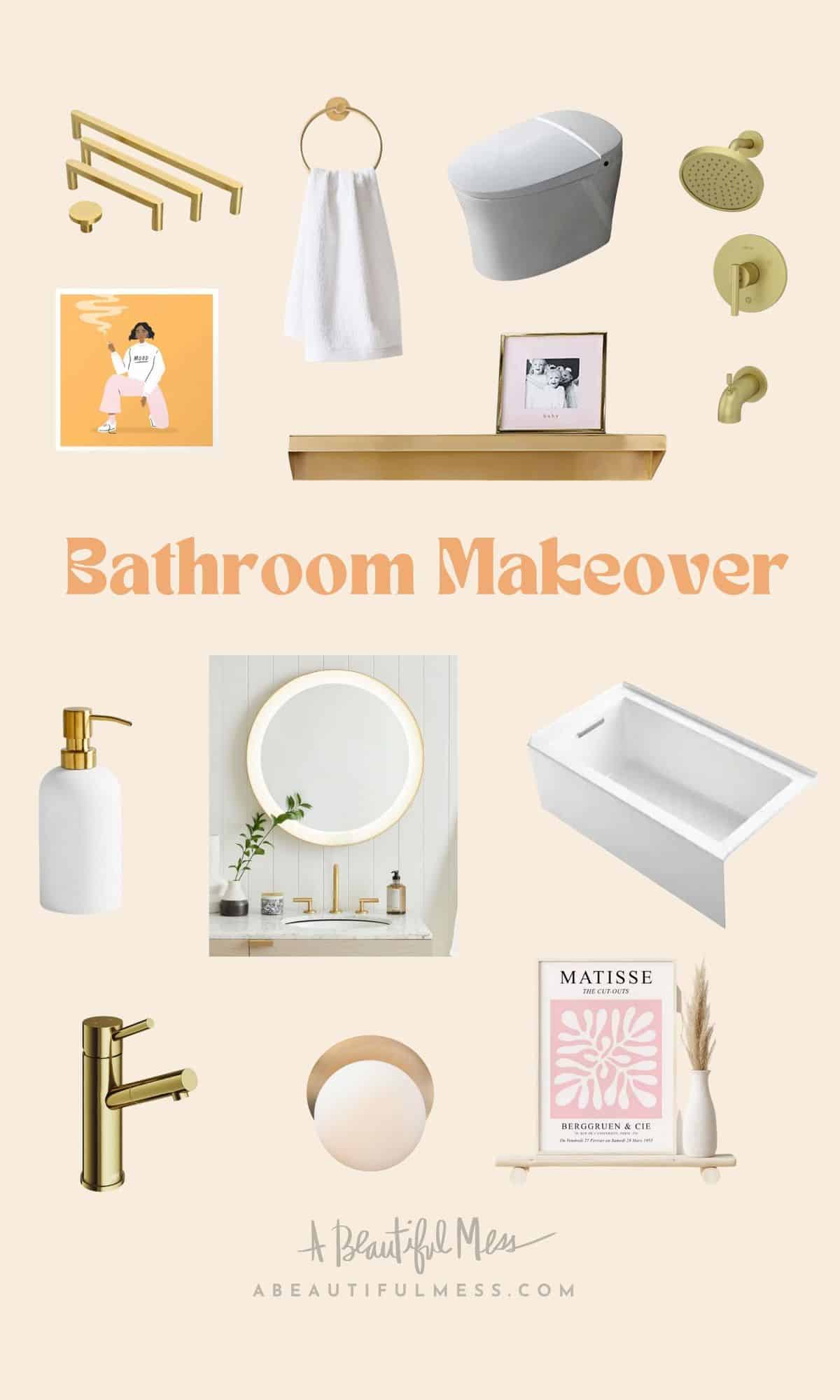 collage of items in bathroom