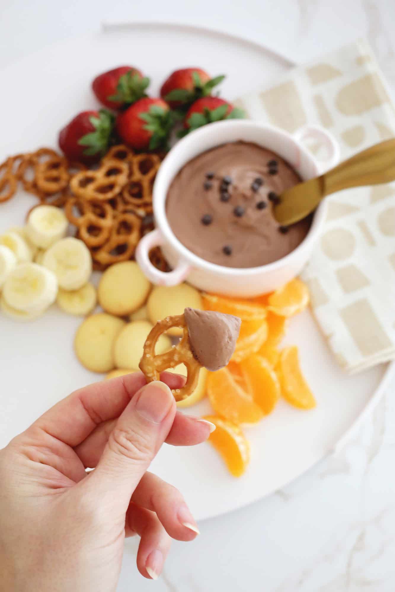 Chocolate Cream cheese fruit dip