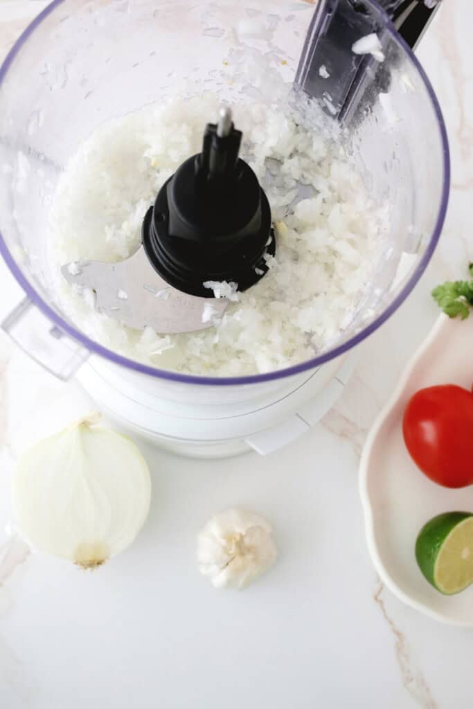 chopped onion for salsa